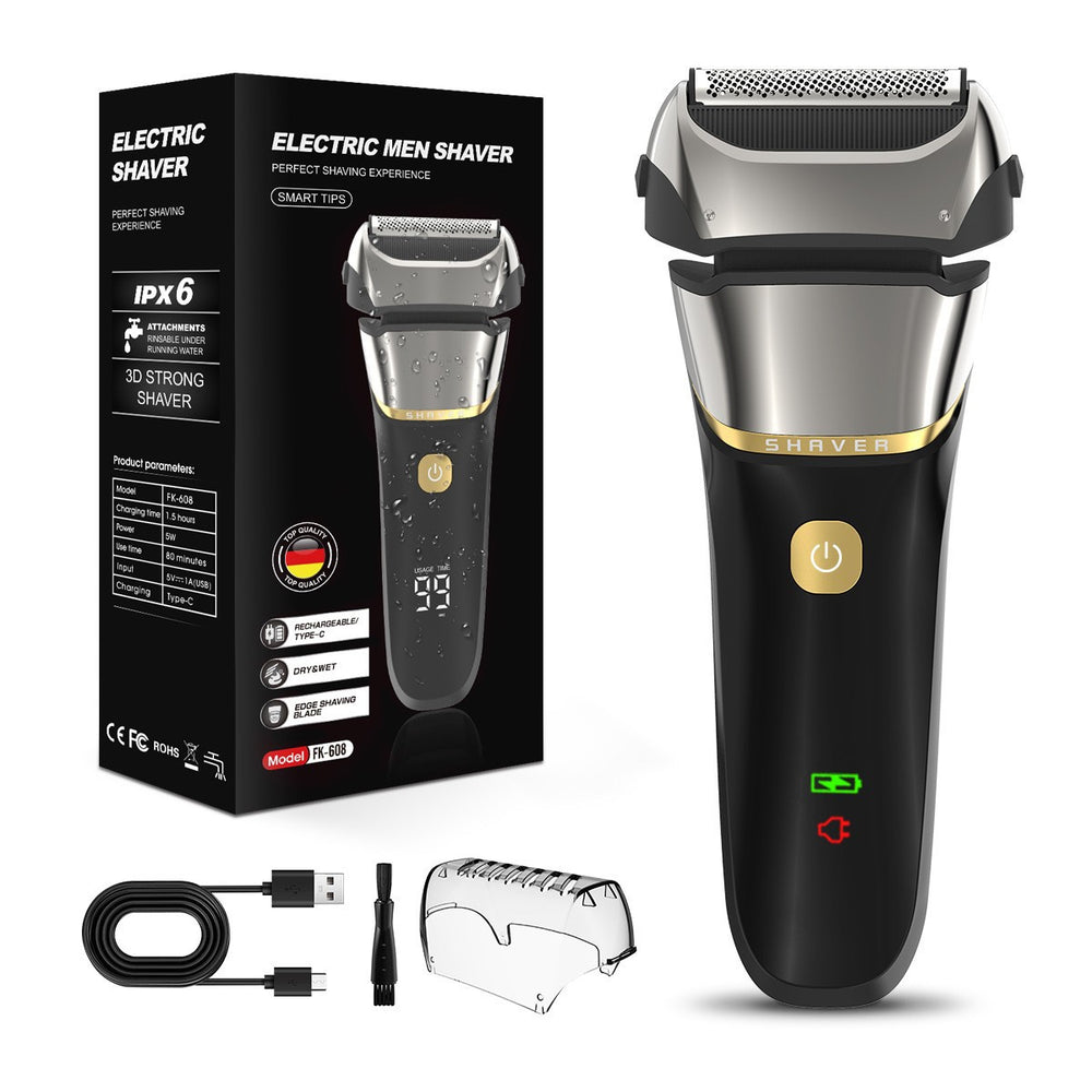 reciprocating floating 3-blade electric shaver, full body washable razor, fast charging beard razor wholesale