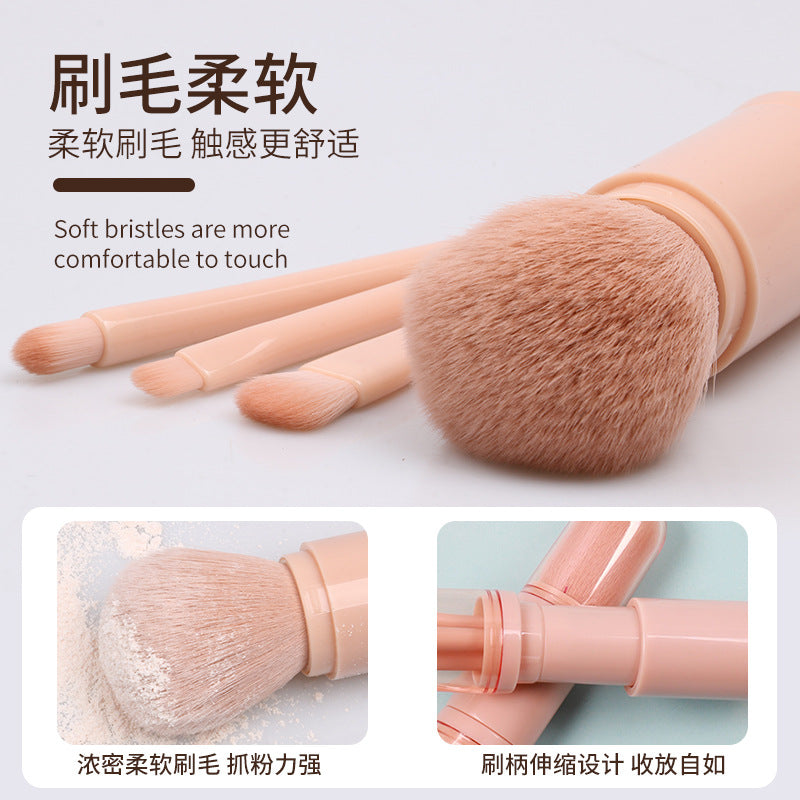 Portable 4-in-1 retractable brush eyeshadow brush makeup master transparent single loose powder brush multifunctional makeup brush