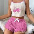 Hot-selling cross-border e-commerce  style european and american embroidered pajamas, brushed camisole and shorts loungewear set