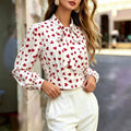 fashionsweet style red heart shirt white bottom heartprinting collar strap pleated waist shortlong sleeves small