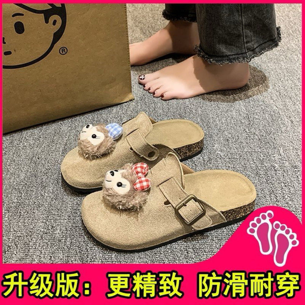 Cartoon cute birkenstock shoes for women new arrivalfashioncasualeasiest for matchsoft bottomnon-slipthick sole lazy half slippers for women outwear