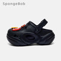Spongebob squarepants thick sole stomp on shit feeling crocs women's summernew arrivaloutwearnon-slip deodorizing filtertoe heightening beach shoes