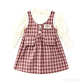Girls' spring/autumn fashionable dress - new two-piece style, baby/kids plaid warm korean style skirt
