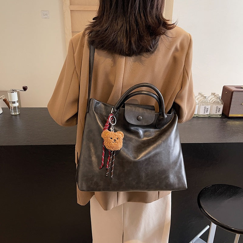 Cross-border retro commuter messenger bag women's large-capacity bags2025 winter new portable tote bag shoulder bag