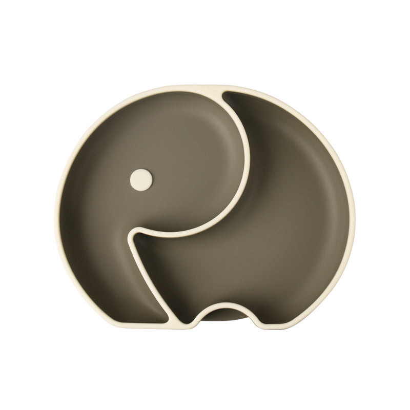 Cross-border baby silicone grid plate two-color plate with lid children's gift silicon feeding tableware set