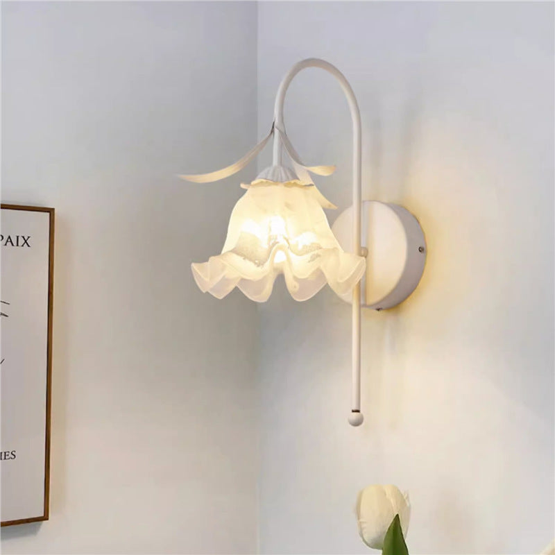 Rattan flower wall lamp nordic french cream lamp bright daily hook light aisle decorative wall lamp