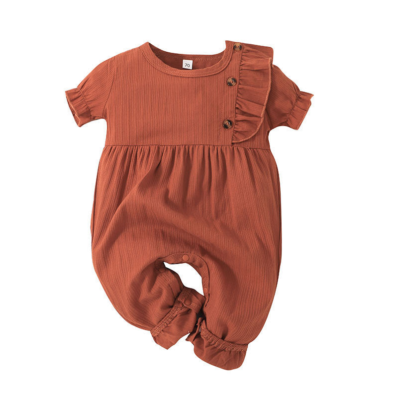 Kids' summer fashion: girls' short-sleeve romper - baby & toddler onesie, casual & simple, 100% cotton