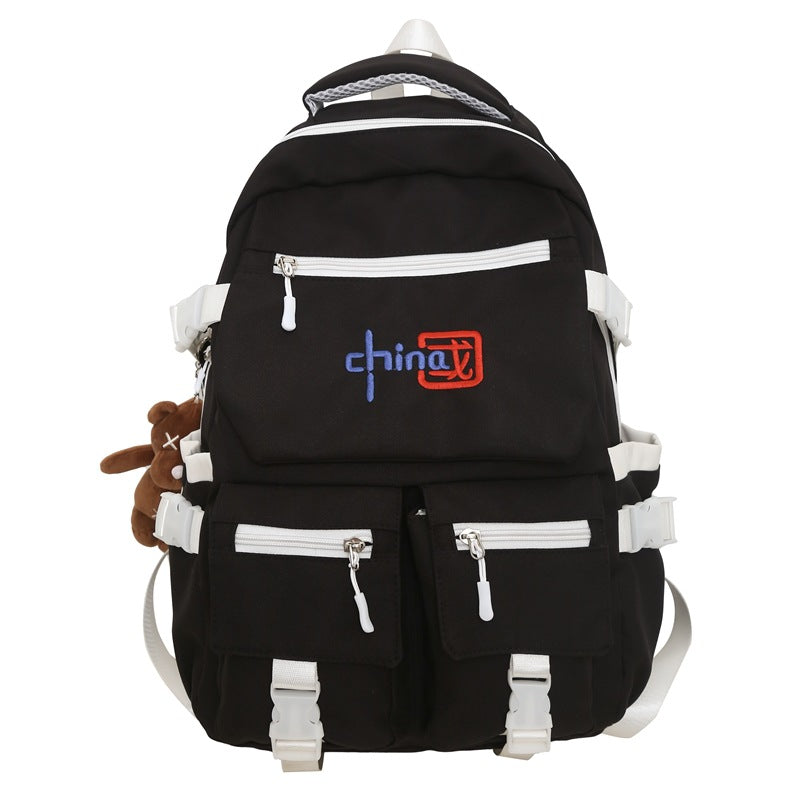 New Chinese style schoolbag for female junior high school students Guochao backpack fashion college students high school students large capacity backpack men