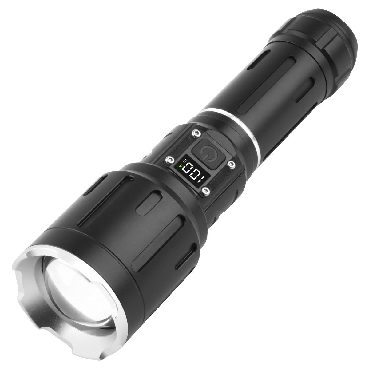 Cross-border new white laser flashlight digital display telescopic zoom TYPE-C charging can output strong light flashlight