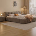 Popular solid wood bed leather bed double bed cream style master bedroom large bed cream style light luxury modern casual puff bed