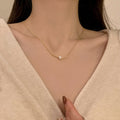 Korean ins style pearl zircon titanium steel necklace for women easiest for matchniche styleclassy sense clavicle chain fairy jewelry wholesale