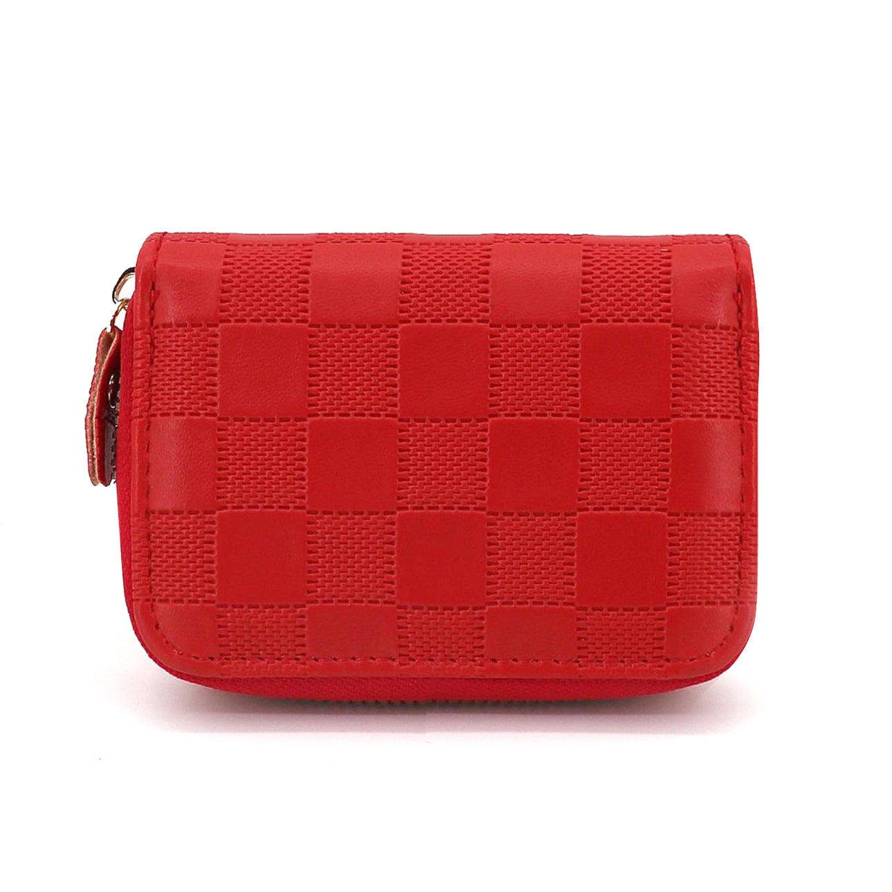 Plaid card bag, new  men and women's high-end sense, large-capacity document storage, casual card holder, zipper, change bag.