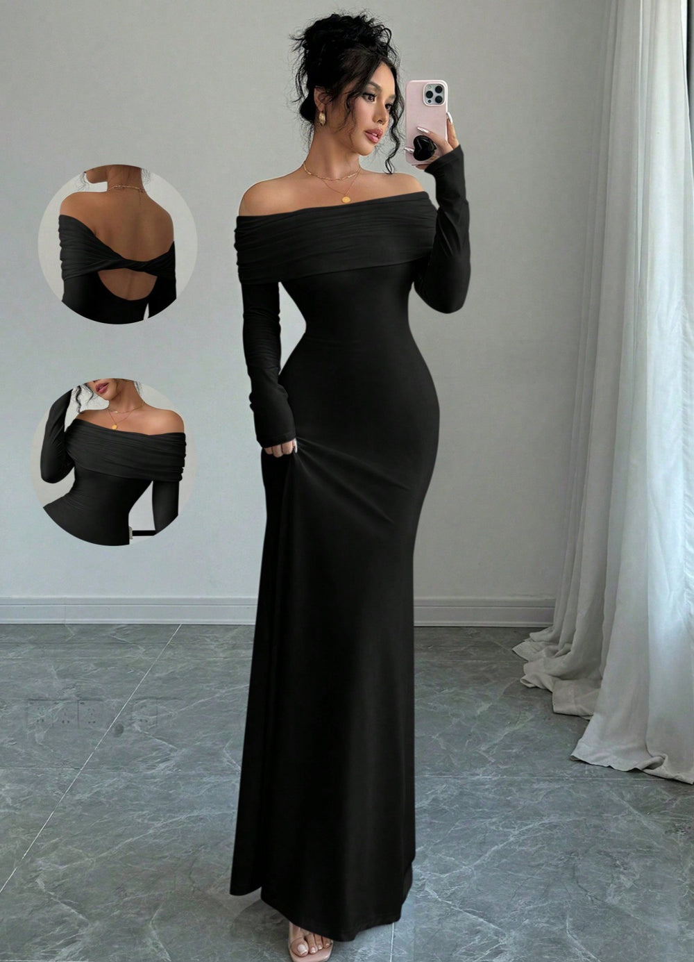 Export 2025 spring women's one-shoulder ruched bodycon fashionable elegant bodycon long evening gown dress