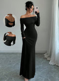 Export 2025 spring women's one-shoulder ruched bodycon fashionable elegant bodycon long evening gown dress