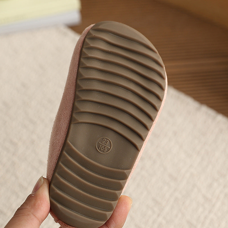 Vancahao korean children's shoes  spring and autumn new girls' suede heart princess shoes soft sole mary jane flats