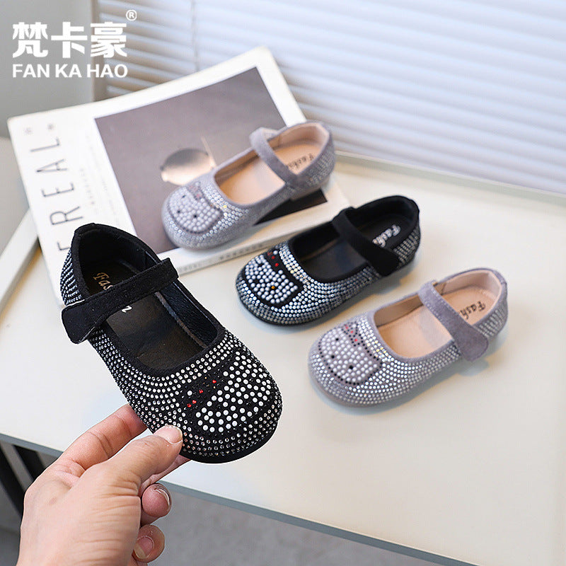 Vancahao girls' fashion kitty cat rhinestone princess shoes - new  spring/autumn collection - children's leather dress shoes for performances