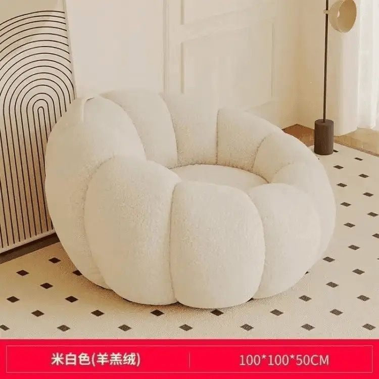 Cream style lazy sofa can lie down and sleep back chair pumpkin single sofa cashmere sofa chair fabric all-in-one