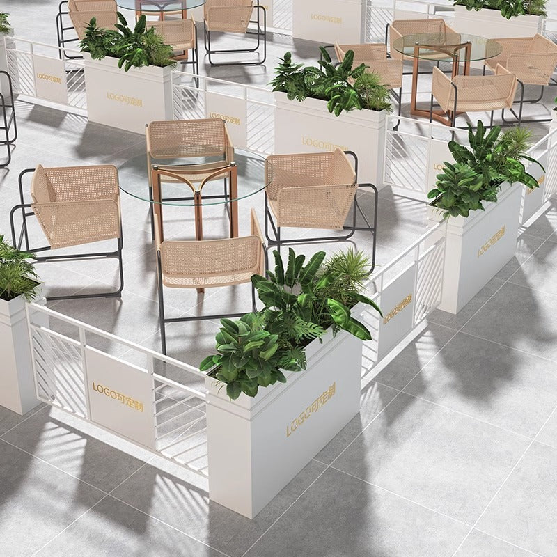 Outdoor wrought iron flower box grid combination fence commercial street square flower slot planting flower pot restaurant stainless steel flower bed