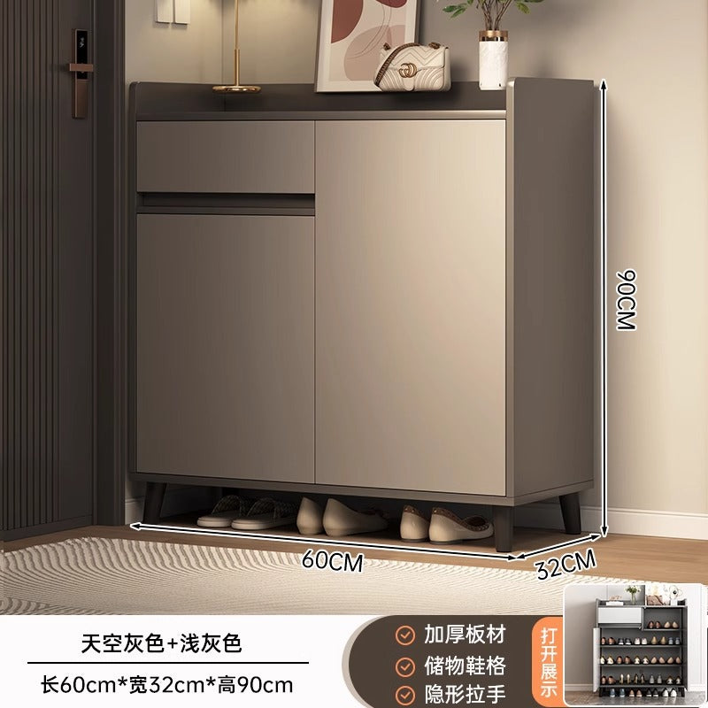 Shoe cabinet household door storage cabinet integrated against the wall simple door porch cabinet locker solid wood legs home shoe rack