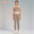 Fashion cross-border sports yoga suit two-piece set naked double-sided brushed outdoor running fitness sling yoga clothes