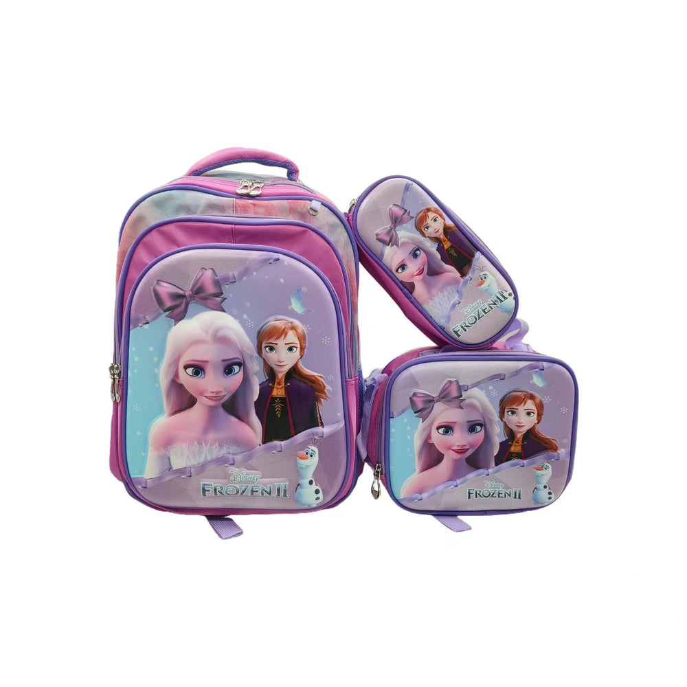 New arrival concave and convex leather primary school student pull rod school bag for grades 3 to 6 kids cartoon three-piece set backpack in stock