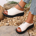 Women's slippers 2025 summer new fish mouth outwear wedge metal v-shaped decorative buckle platform shoesthick sole sandals