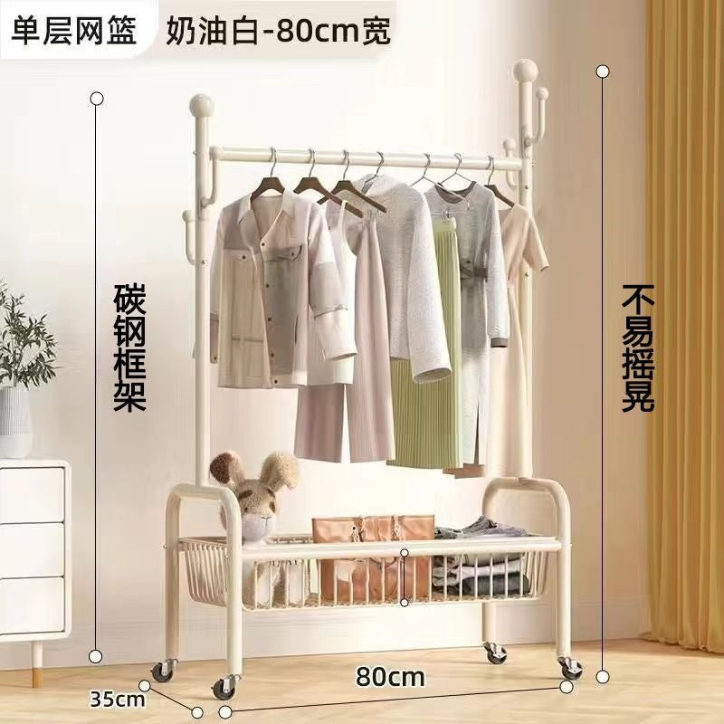 Scandinavian simple clothes drying rack indoor bedroom thickenedmovable floor-standing clothes rack clothes rack floor-standing