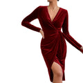 hot selling european and american sexy long dress v-neck bodycon asymmetrical dress cocktail party gown for women
