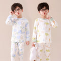 Kids' 100% cotton thermal underwear set - boys' and girls' spring/autumn warm printed pajamas