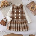 new autumn cross-border girls' preppy style vest plaid pleated skirt round neck top and skirt two-piece set