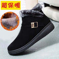 Winter ladieswear shoes middle-aged and elderly cotton shoes red heattech plaidfleece-linednon-slip flats soft bottom snow boots women
