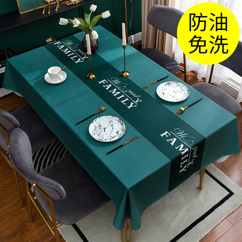Waterproof and oil-proof pvc tablecloth, easy to clean, heat-resistant, soft glass dining table mat, light luxury high-end coffee table pad, tabletop cloth