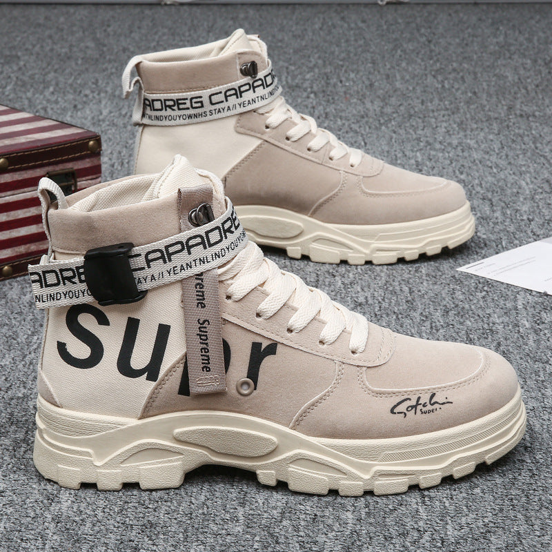 2025 men's martin boots: new autumn high-top british style casual work shoes, mid-top cotton shoes for winter
