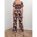 code new arrival  women's original fashion bohemia square neck printing jumpsuit