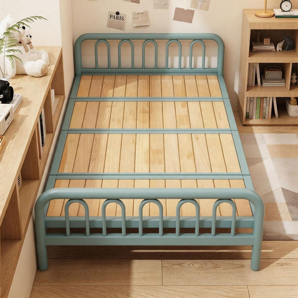 Folding bed - simple, home-use, adult single bed - perfect for rentals, offices, nap time, dorms - iron frame bed