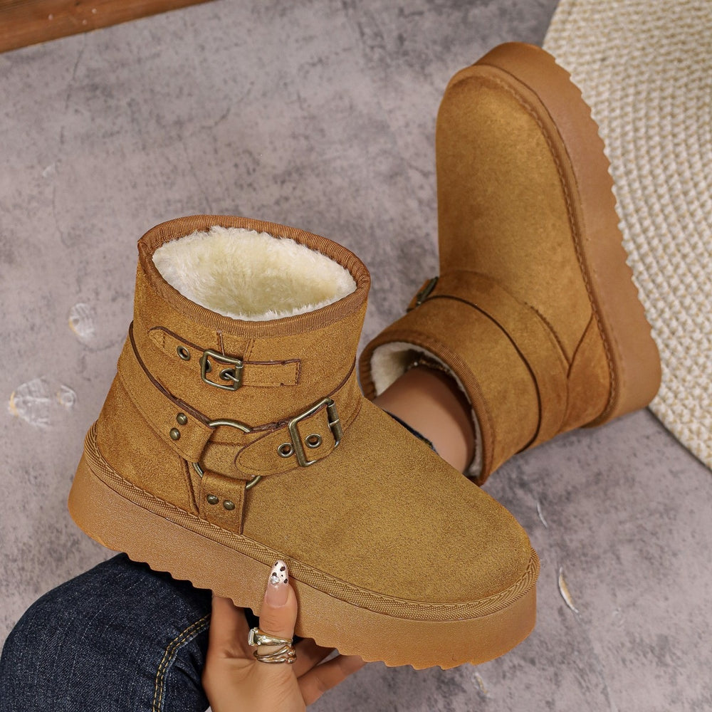 plus sizewinternew arrivalthick sole snow boots women's fleece-linedthickened short boots non-slipheattech cotton shoes wholesale