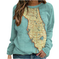 2026 amazon fashion women's o-neck map printing sweatshirt long sleeves tops in stock