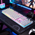Silver sculpt kms00 illuminated keyboard, mouse, and headset 3-4 piece set - usb wired gaming mechanical feel computer pad