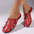 summer new metal studded sandals soft sole comfortable mules slides outdoor casual closed-toe half slippers