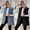 Ebay fashion cross-border  new arrivalretro denim vest outwear hooded detachable loosecasual women's trendy