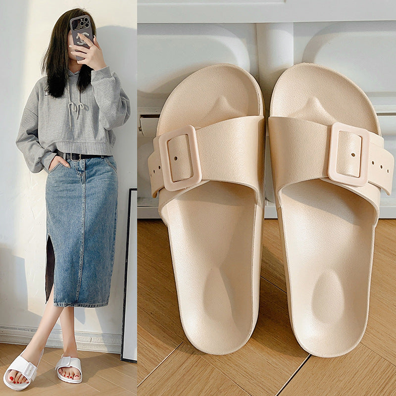 Boken large-size slippers women's new Korean version of sandals to wear outside, casual home one-word drag soft-soled comfortable sandals size 43