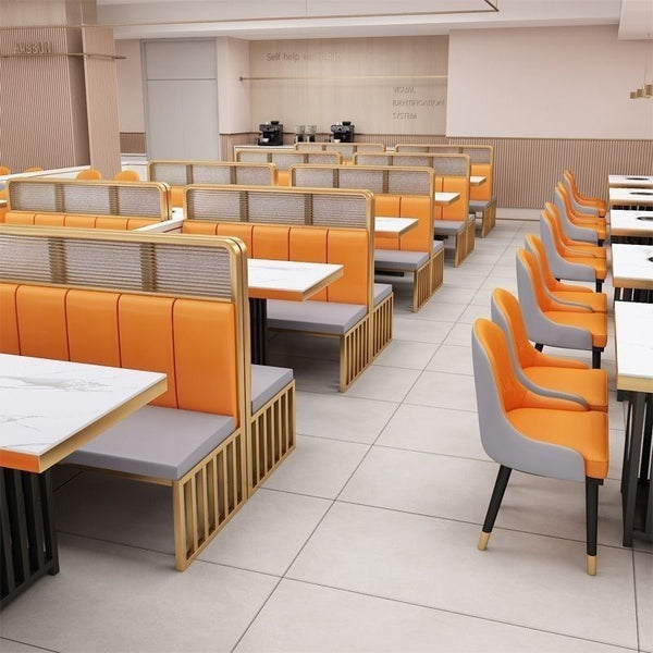 Table and chair combination Western restaurant Hotel Hamburg Snack Wrought iron cafe Catering booth Sofa rock slab dining table Commercial