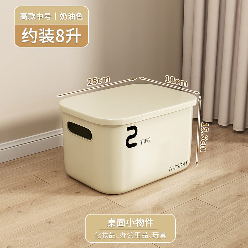 Cream Wind Storage Box Desktop Stationery Sundries Basket Toy Snack Organizing Box Portable Plastic Storage Box Wholesale