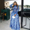 summer new european and american women's sexy mesh print patchwork dress abstract art maxi swing dress gown