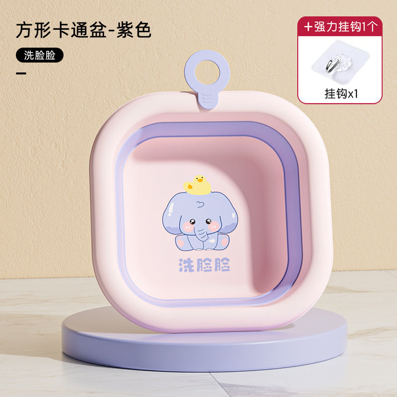 New arrivalkids cartoon square foldable washbasin baby portable washbasin dormitory for home small basin