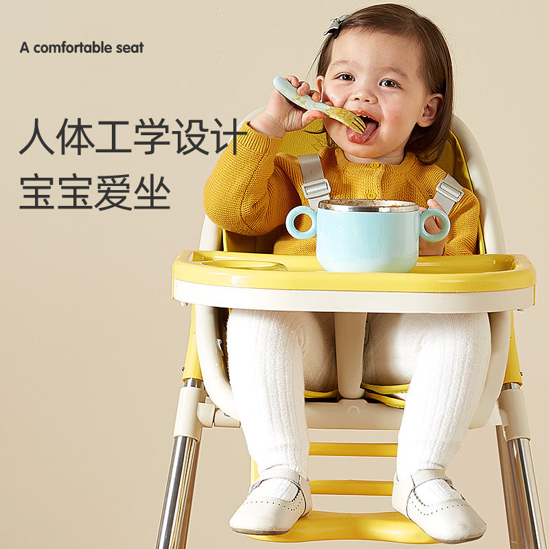Large baby high chair, foldable multifunctional portable dining chair for home use, infant feeding table and chair, ages 0-4