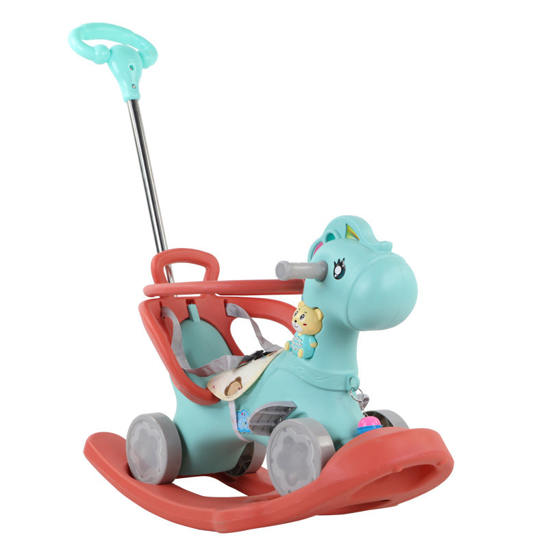 Children's rocking horse Trojan rocking chair dual-purpose multi-functional baby stroller with music One piece of baby rocking horse will be shipped.
