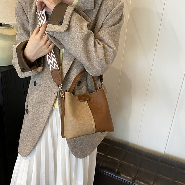 This year's popular retro niche color scheme portable bucket bag women 2025 new commuter shoulder messenger bag