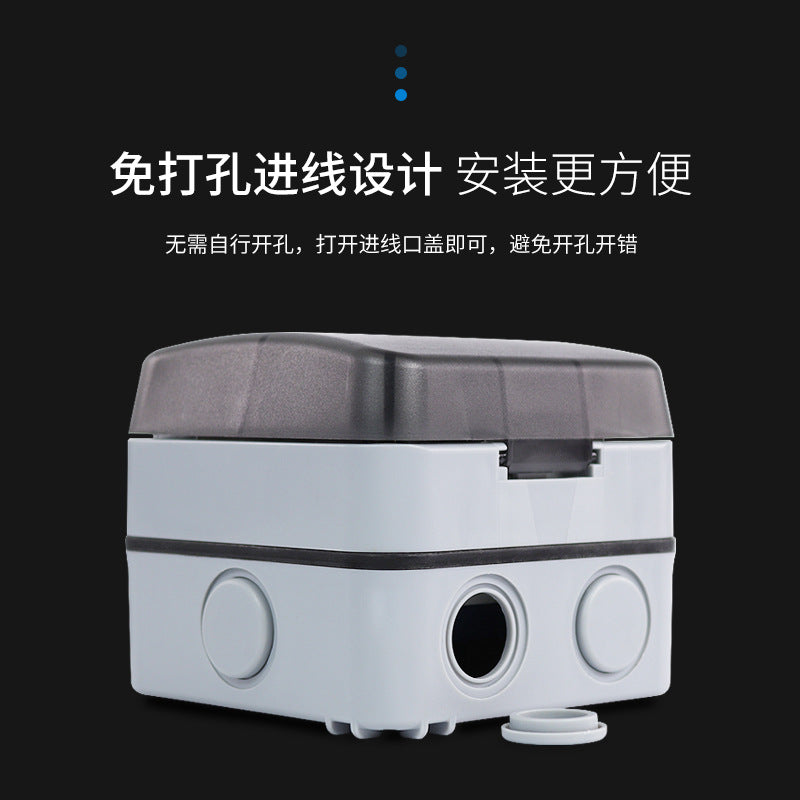 Outdoor rainproof water box Household five-hole 10A socket Flame retardant 86 type panel switch Indoor and outdoor splash-proof box Exposed