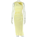 Fashion styleexportelegant outing socialite women's clothing hiking trendy hip skirt oblique collar sleeveless waist evening dress